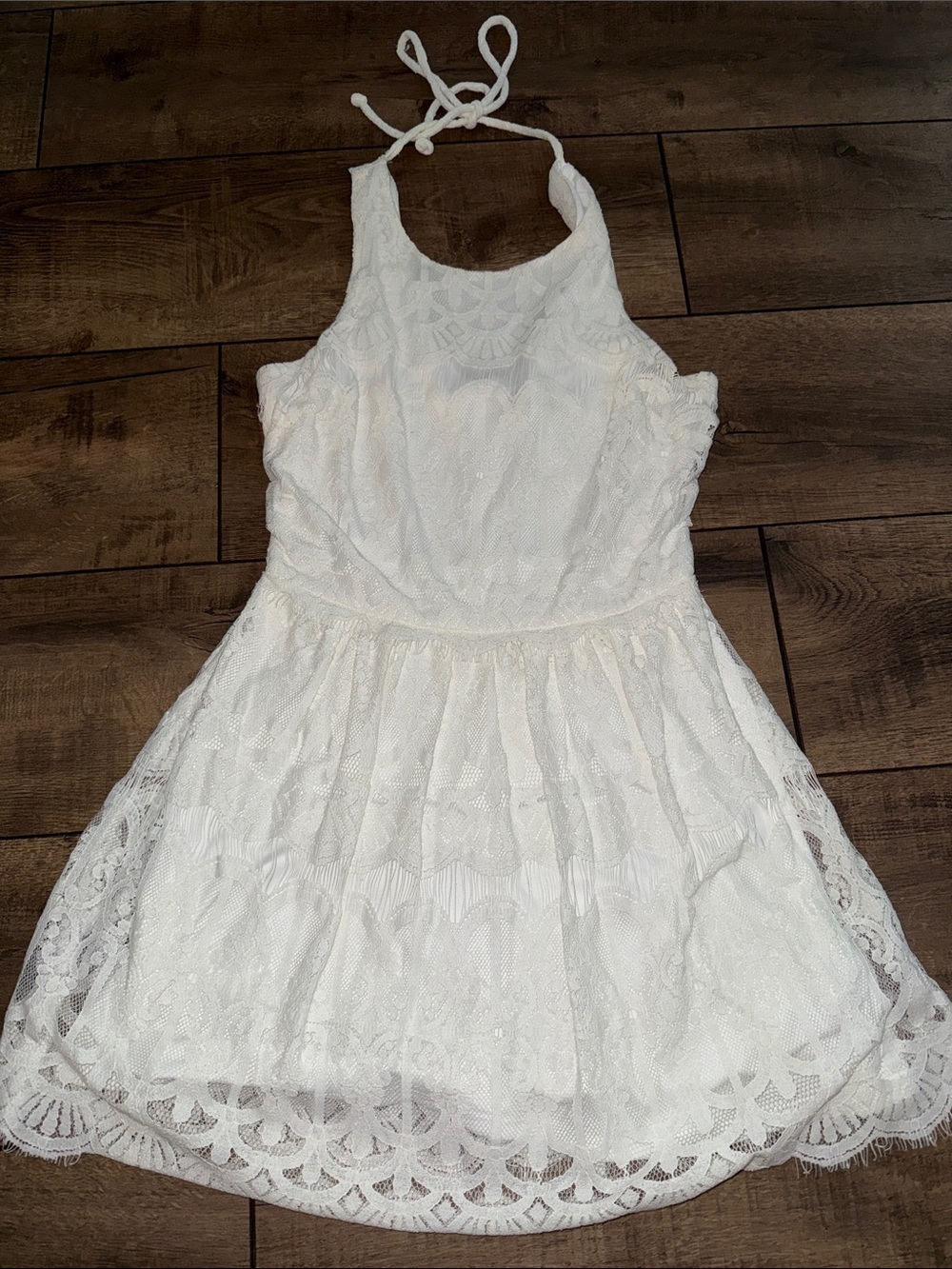LIKE NEW Girls' White Lace Halter Dress